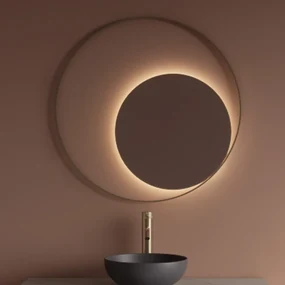 Gliss Design Kosmos spiegel rond met cirkel 90cm mat goud met handsensor