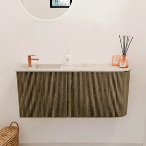 Mondiaz Joya DLux 90cm toiletmeubel ronding rechts dusk met wastafel faye links 1 kraangat frappe