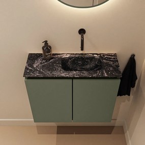 Mondiaz Ture DLux toiletmeubel 60cm army met wastafel lava rechts zonder kraangat