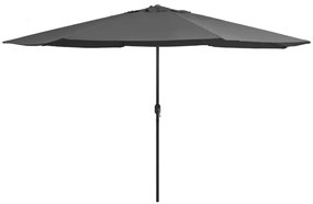 vidaXL Parasol met metalen paal 390 cm antracietkleurig