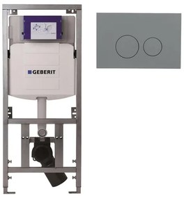 Geberit Inbouwreservoir UP320 met QeramiQ push bedieningsplaat - dualflush - ronde knoppen - kunststof licht grijs SW1102374/0701131