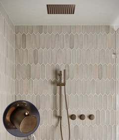Saniclear Plus Stripes inbouw regendouche met inbouw douchekop 30x30cm, glijstang en staafhanddouche verouderd messing