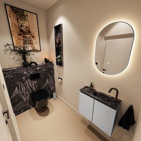 Mondiaz Ture DLux toiletmeubel 60cm plata met wastafel lava rechts met kraangat