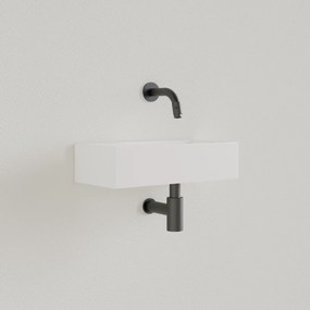 Sanigoods Nano fontein links wit glans zonder kraangat 36x18cm