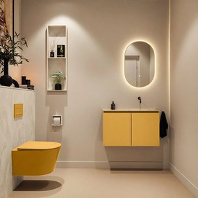 Mondiaz Ture DLux toiletmeubel 80cm ocher met wastafel ostra rechts zonder kraangat