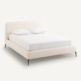 Tweepersoonsbed met gemonteerde lattenbodem, van badstof, OSCAR
