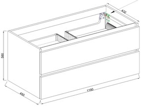 Mueller City onderkast 120cm met 1 uitsparing mat zwart