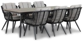 Tuinset 6 personen 240 cm Wicker/Aluminium/Aluminium/wicker Zwart Coco Azzano/Matale