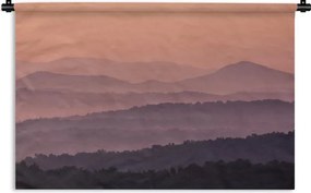 Wandkleed Roze lucht - Mist bij zonsopgang in Blue Ridge Mountains Wandkleed katoen 60x40 cm - Wandtapijt met foto
