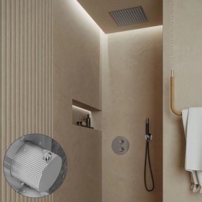 Saniclear Cube Stripes Pro inbouw regendouche rond met inbouw douchekop 30x30cm en staafhanddouche chroom
