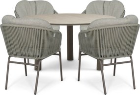 Tuinset Ronde Tuintafel 4 personen 140 cm Rope Taupe  Coco Livo/Trino