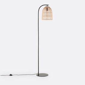 Vloerlamp van metaal en rotan, Dankia