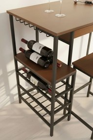 Hoge tafel barset met flessenrek + 2 Carbar krukken