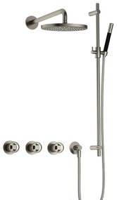 Hotbath Cobber IBSW70 Regendoucheset inbouw - 38.5cm wandarm - 20cm ronde hoofddouche - staafhanddouche - glijstang - Geborsteld nikkel IBSW70GN7