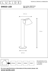 Lucide Dingo sokkellamp 5W 70cm antraciet