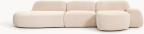 Modulaire bouclé hoekbank Wolke (4-zits) met chaise longue