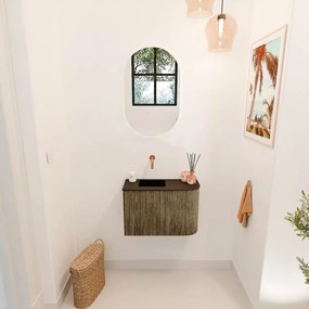 Mondiaz Joya 60cm toiletmeubel ronding rechts dusk met wastafel faye links zonder kraangat urban