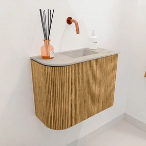 Mondiaz Joya DLux 50cm toiletmeubel ronding links oak met wastafel faye rechts zonder kraangat opalo
