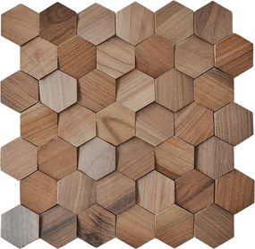 Houten Mozaïekpaneel | Walnoot Velvet | 31×30 cm | Hout | Tegel