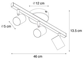 PlafondSpot / Opbouwspot / Plafondspot zwart GU10 50mm 3-lichts incl. backlight - Back Up Modern GU10 rond Binnenverlichting Lamp