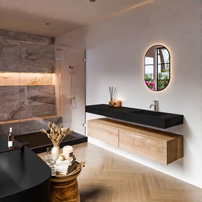 Zaro Alan badmeubel 170cm washed oak 2 lades met vrijhangende wastafel cloud rechts 1 kraangat urban
