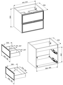 Comad Talia Casella badkamermeubel 60cm met witte wastafel 1 kraangat eiken/zwart