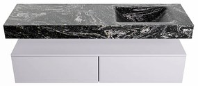 Mondiaz Alan DLux badmeubel 150cm cale 2 lades met wastafel lava rechts 1 kraangat