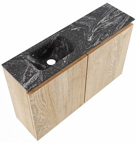 Mondiaz Ture DLux toiletmeubel 80cm washed oak met wastafel lava links met kraangat