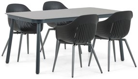 Tuinset 4 personen 160 cm Aluminium Zwart Lifestyle Garden Furniture Lissabon/Tavano