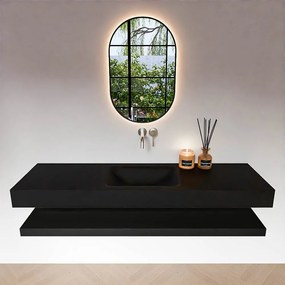 Zaro Alan badmeubel 160cm met planchet urban en vrijhangende wastafel cloud midden zonder kraangat urban