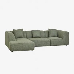 Cardea Gestoffeerde 3-delige Chaise Longue Modulaire Bank Links Bouclé Groen – Salie - Sklum