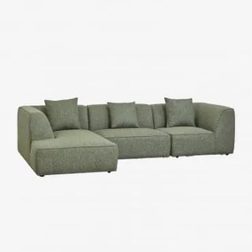 Linker 3-delige Modulaire Chaise Longue Bank Bekleed Met Cardea Bouclé Saliegroen - Sklum