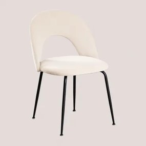 Set Van 4 Fluwelen Eetkamerstoelen In Glorys-stijl Beige – Crème & Zwart - Sklum