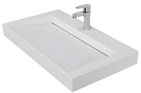 Muebles Estella badmeubel ribbelfront 80cm antraciet mat met solid surface wastafel met kraangat