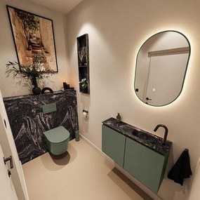 MONDIAZ TURE-DLUX 80cm toiletmeubel Army. EDEN wastafel Lava positie rechts. Met 1 kraangat. TUREDX80ARMR1LAV