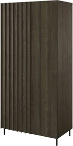 Kledingkast Catevari 100, Donkerbruin, Zwart, 196x92x54cm, 81.5 kg, Kledingkast deuren: Met scharnieren, Aantal planken: 5, Aantal planken: 5
