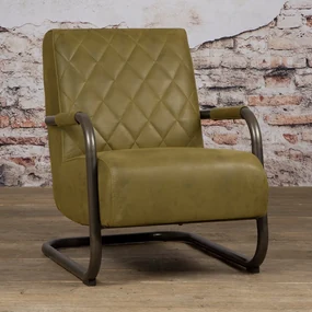 Tower Living Ecoleer Fauteuil Met Ruitstiksel Bull Green Civo
