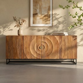 Houten Dressoir Met Houtsnijwerk - 177x45x75cm.