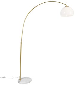 Smart booglamp met dimmer messing met witte kap incl. Wifi A60 - Arc Basic Modern E27 rond Binnenverlichting Lamp