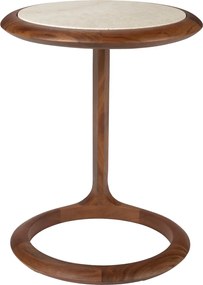 Zuiver Doppio Walnoot Bijzettafel Met Travertin - 41 X 45cm.