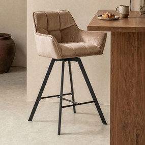 Draaibare Barkruk Champagne Velours