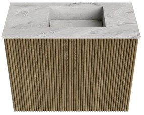 Mondiaz Joya DLux 50cm toiletmeubel dusk met wastafel faye rechts zonder kraangat glace