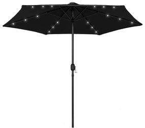 vidaXL Parasol met LED-verlichting en aluminium paal 270 cm zwart