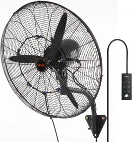 VEVOR Mist Fan, 24,2 inch oscillerende waterdichte ventilator, 3 snelheden, 7000 CFM, commerciële of residentiële ventilator voor het koelen van magazijnen, kassen, werkplaatsen
