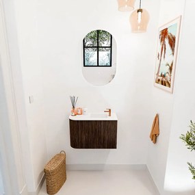 Mondiaz Joya 60cm toiletmeubel ronding links walnut met wastafel faye rechts 1 kraangat talc