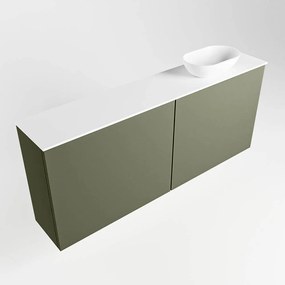 Mondiaz Fowy toiletmeubel 120cm army met witte waskom rechts en kraangat