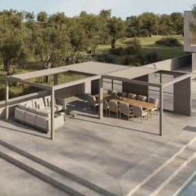 SUNS Luxe Gazebo overkapping elektrische intrekbaar dak en verlichting camel sand