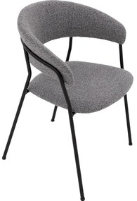 Goossens Eetkamerstoel Ce grijs stof met armleuning, modern design