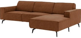 Goossens Hoekbank Hercules bruin, microvezel, 3-zits, modern design met chaise longue rechts