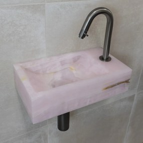Saniclear Pink Onyx fontein met kraangat rechts 39x22x10cm